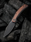 We Knife Co Snick Black Titanium Handle w/ Cuibourtia Wood Inlay & Black 20CV WE19022F-3