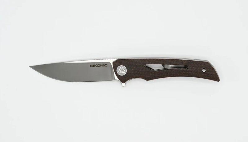 Eikonic Knives Aperture Brown Canvas Micarta & D2 551SBR