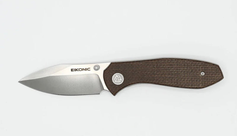 Eikonic Knives Kasador Brown Canvas Micarta & D2 331SBR