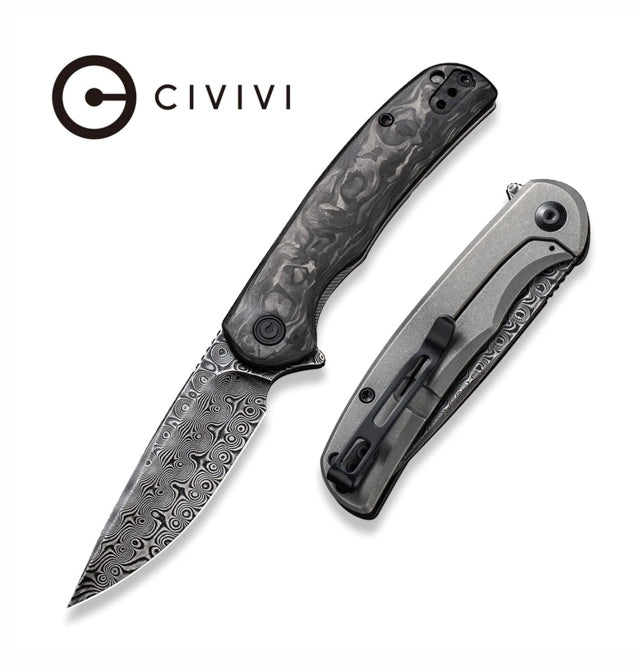 Civivi NOx - Flipper w/ Carbon Fiber Handle & Damascus C2110DS-1