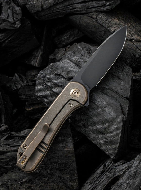 We Knife Elementum Bronze Titanium Framelock & Black CPM-20CV WE18062X4