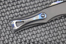 Marfione Hera D/E Spike Grind Hot Blued Vegas Forge Reptilian Pattern Damascus & Black Anodized Handle w/ Zircuti Button & Pocket Clip & DLC Two Tone Hardware