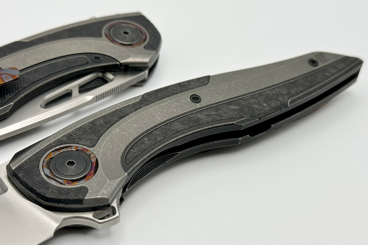 Custom Knife Factory Sukhoi-4 Titanium & Milled Carbon Fiber w/ ZircuT