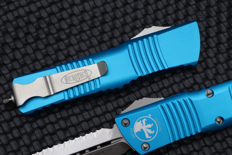 Microtech Combat Troodon Double Edge Fully Serrated Stonewash & Turquoise 142-12TQ