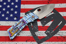 Medford TFF-1 Fat Daddy Blue "Lazy River" Sculpted Handles w/ Flamed Hardware, Blue Clip & Tumbled S35VN