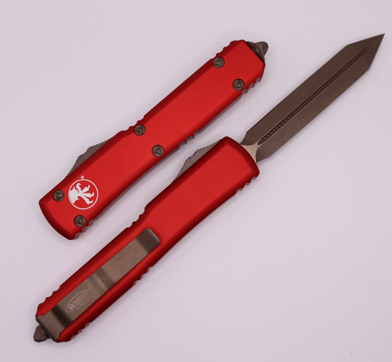 Microtech Ultratech Spartan w/ Bronzed Apocalyptic Standard & Red 223-13APRD