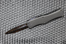 Marfione Hera D/E Spike Grind Hot Blued Vegas Forge Reptilian Pattern Damascus & Black Anodized Handle w/ Zircuti Button & Pocket Clip & DLC Two Tone Hardware