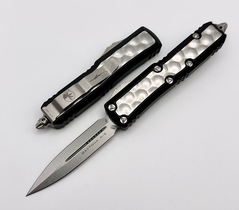 Microtech Daytona D/E Stonewash w/ Brute "Bubble" Inlays Signature Series 126-10BIS