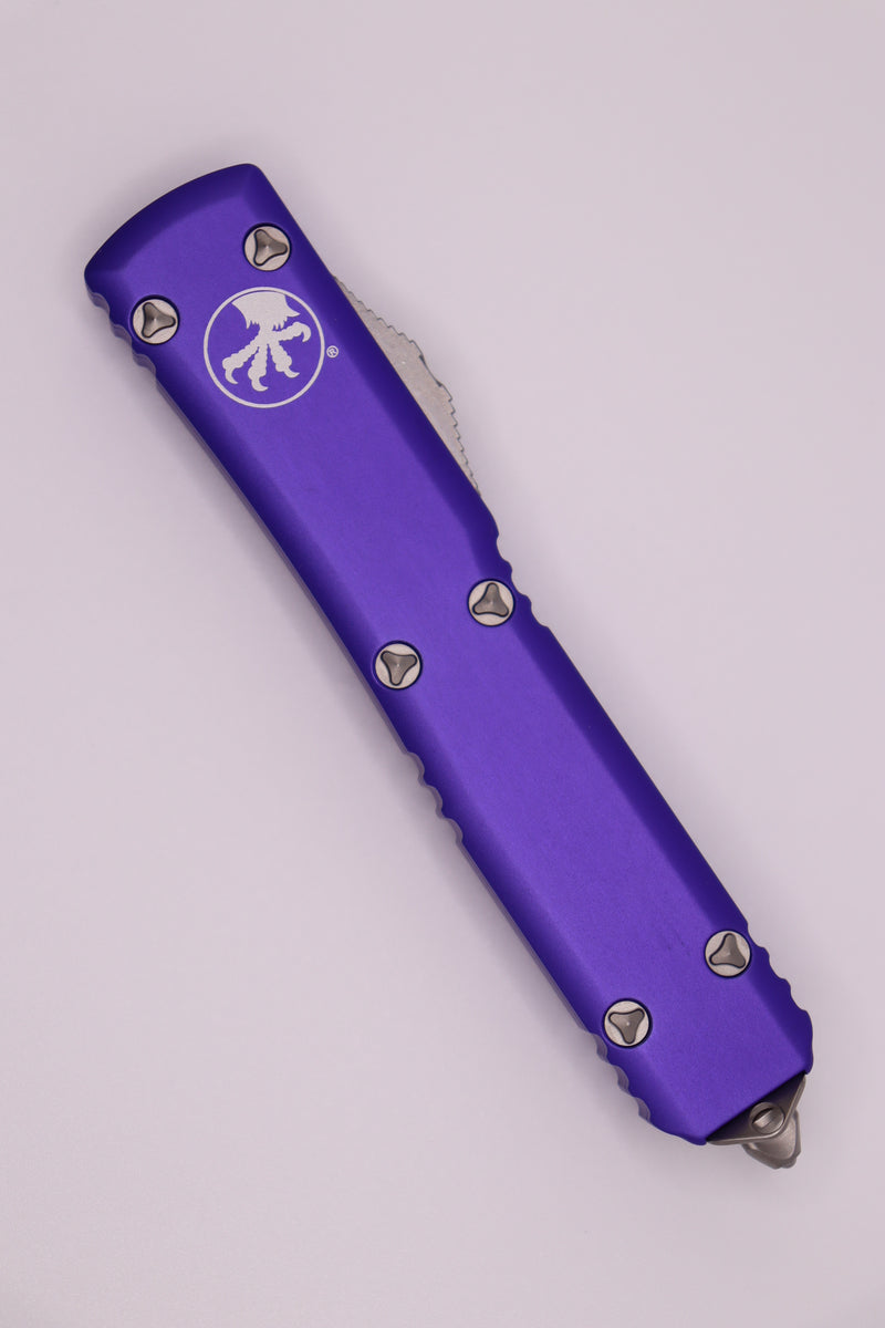 Microtech Ultratech Tanto Stonewash Partial Serrated & Purple 123-11PU