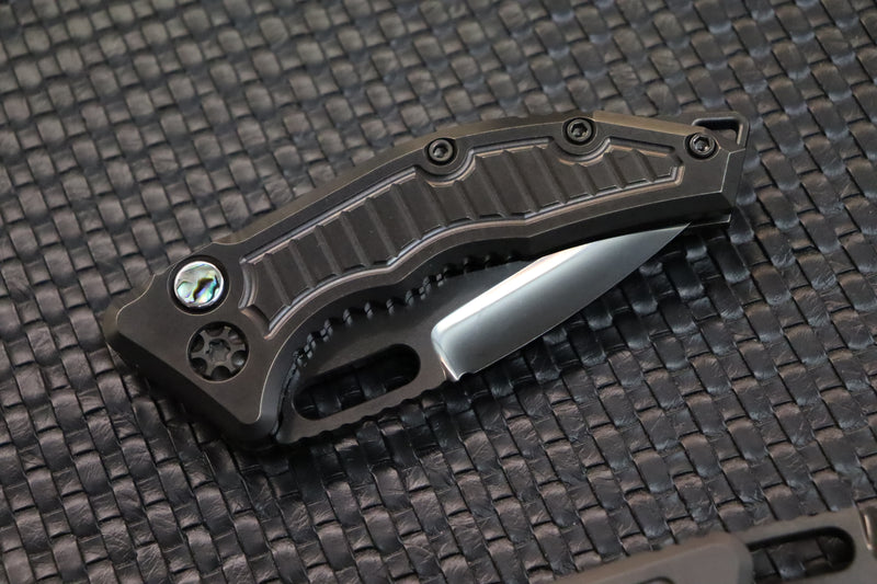 Heretic Knives Medusa Auto DLC Titanium w/ Abalone & Polished DLC Hand Ground Tanto