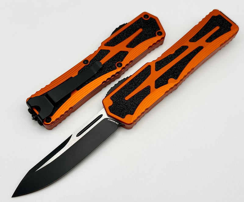 Heretic Knives Colossus Single Edge Two Tone Black Magnacut & Orange Handle H039-10A-ORG