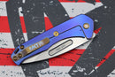 Medford Praetorian Slim S35VN Tumbled Drop Point & Faced/Flamed Galaxy Handle w/ Blue Spring & Bronze Hardware/Clip