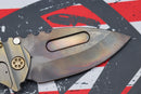 Medford Knife Praetorian T 3V Vulcan Drop Point w/ Cement/Bronze Armadillo Sculpted Handles