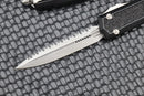 Microtech Makora Double Edge Stonewash Full Serrated & Black Signature Series 206-12S