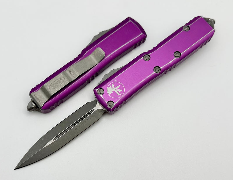 Microtech UTX-85 Double Edge Apocalyptic Standard & Distressed Violet 232-10DVI