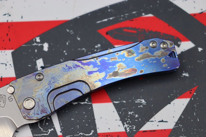 Medford Knife Slim Midi Tumbled Tanto S35 w/ Faced/Flamed Galaxy Handle & Blue Spring