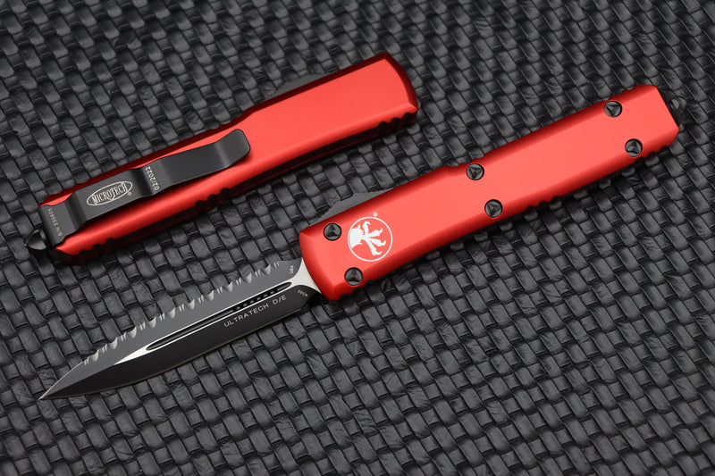 Microtech Ultratech D/E Black Full Serrated & Red 122-3RD
