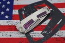 Medford Marauder H Violet w/ Faced Silver Flats Handles, Violet Clip & S35VN Tumbled Drop Point