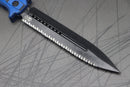 Heretic Knives Nephilim Black/Blue G-10 & Double Edge Battleworn Black Full Serrated H003-8C-BLKBLU