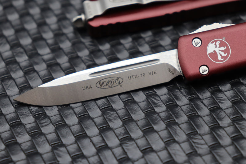 Microtech UTX-70 Single Edge Satin Standard & Merlot 148-4MR