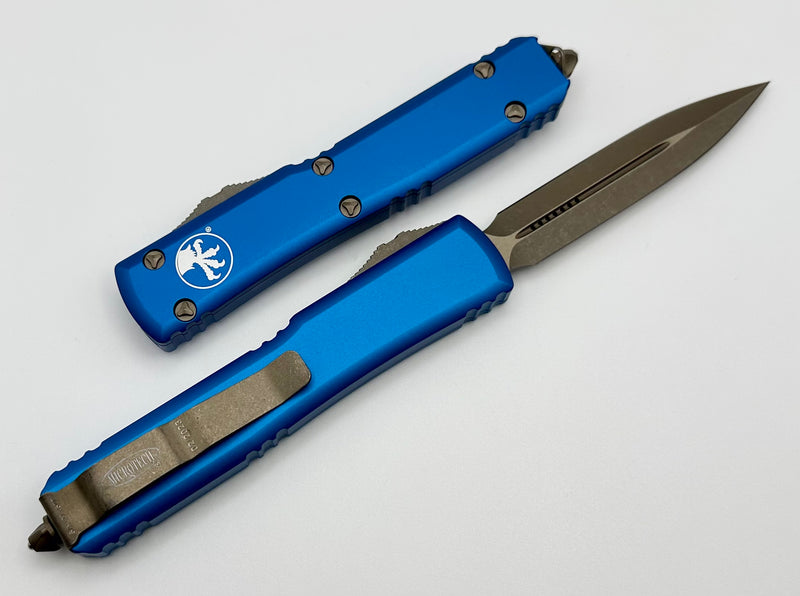 Microtech Ultratech with Double Edge Apocalyptic Bronze & Blue 122-13APBL