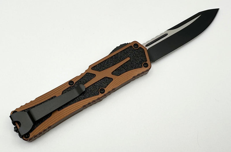 Heretic Knives Colossus Two Tone Black Single Edge Magnacut & Root Beer Handle H039-10A-RB