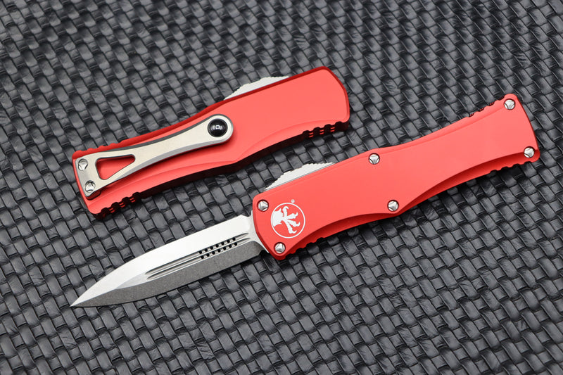 Microtech Hera Double Edge Stonewash Standard & Red 702-10RD