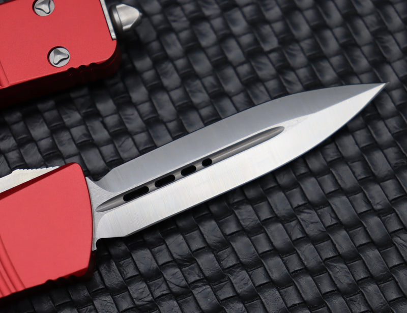 Microtech Troodon Satin Standard Double Edge & Red 138-4RD