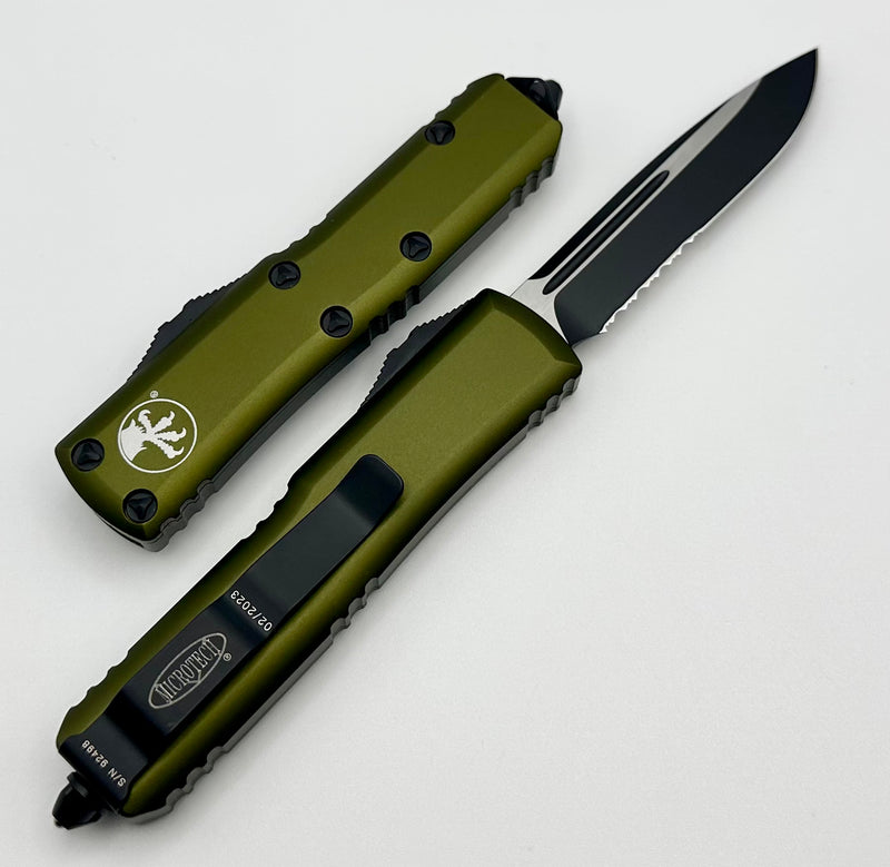 Microtech UTX-85 Single Edge Partial Serrated Black Standard & OD Gree