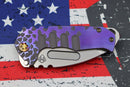 Medford Praetorian Genesis T S35 Tumbled Tanto & Bead Blast/Violet "Falling Leaf" Sculpted Handles w/ Flamed Hardware & Brushed/Flamed Pocket Clip