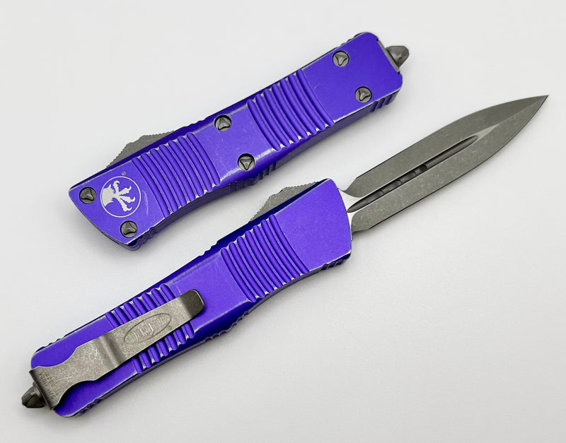 Microtech Troodon Double Edge Standard & Distressed Purple 138-10DPU