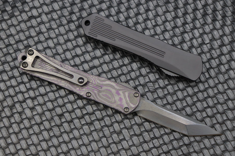 Heretic Knives Manticore S Tanto Black & Purple Camo Carbon