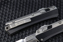 Marfione Custom Knives Glykon Two Tone Stonewash Polished Bayonet w/ Hefted Black Aluminum Handle & Ti Accents