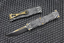 Microtech Hera Single Edge Two-Toned Black w/ Gold Accents 'SOURCE' Artwork 703-1TSOS