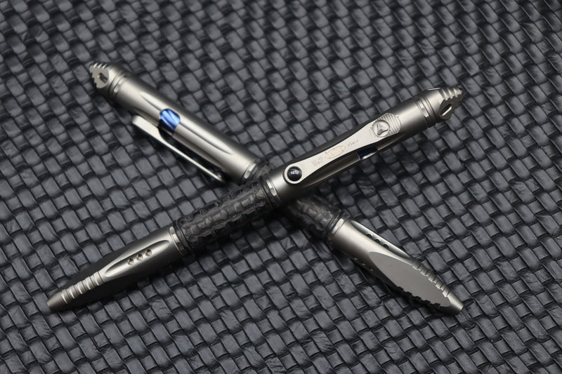 Microtech Kyroh Pen Bead Blast Full Size 403-TI-BBTRI