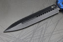 Heretic Knives Nephilim Black/Blue G-10 & Double Edge Battleworn Black Full Serrated H003-8C-BLKBLU