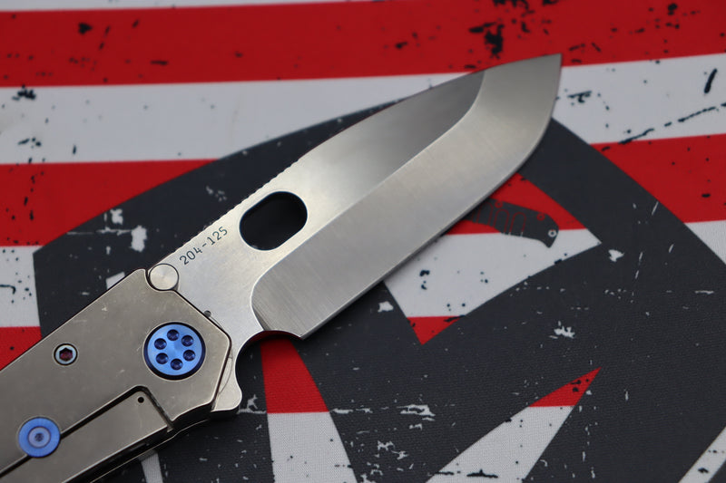 Medford Knife 187 DP Drop Point D2 Tumbled & Tumbled "2nd Amendment" Laser Handles w/ Blue Hardware/Clip