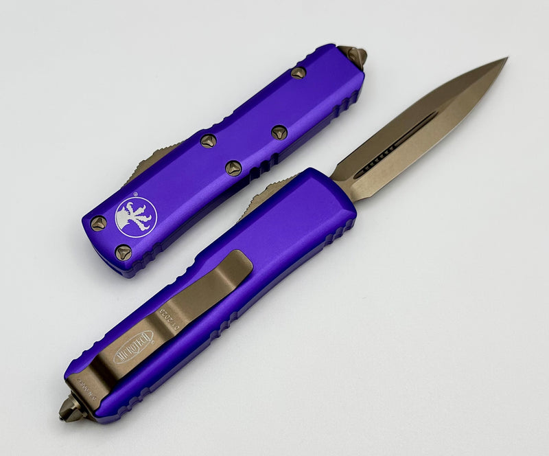 Microtech UTX-85 Purple & Double Edge Bronze Standard 232-13PU