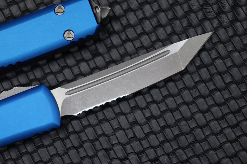 Microtech Ultratech Tanto Apocalyptic Partial Serrated & Blue 123-11APBL
