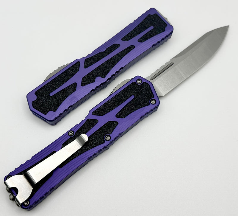 Heretic Knives Colossus Single Edge Stonewash Magnacut & Purple Handle H039-2A-PU