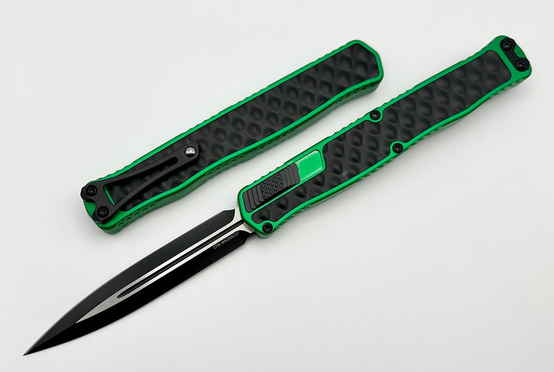 Heretic Knives Cleric II 2 Black Double Edge Magnacut w/ Toxic Green & Black Stainless Bubble Inlays H020-10A-GRN