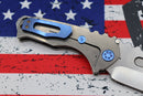 Medford Praetorian Genesis T S35 Tumbled Drop Point & Tumbled Handles w/ Blue Hardware/Clip