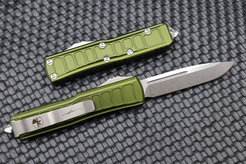 Microtech UTX-85 2 Stepside Single Edge Stonewash Standard & OD Green Signature Series 231II-10ODS