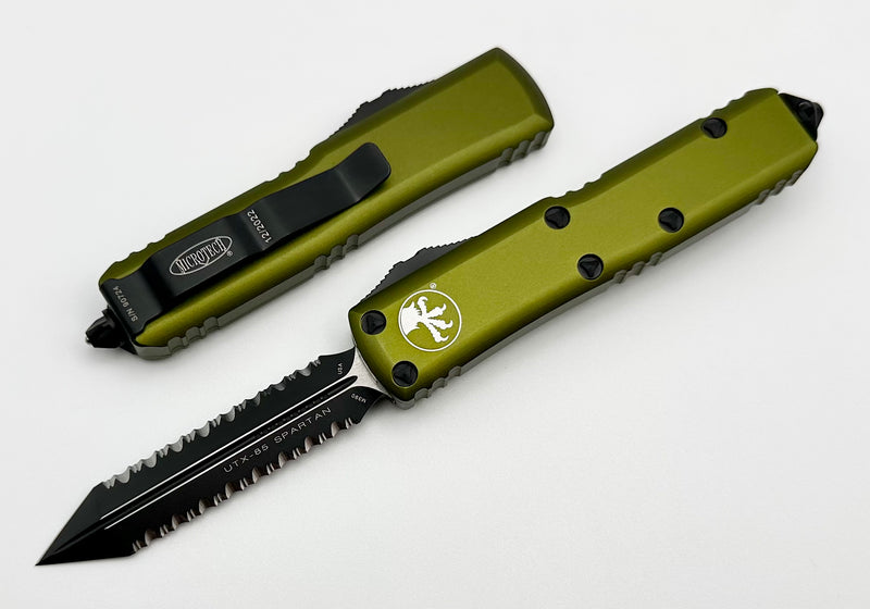 Microtech UTX-85 Spartan Black Double Full Serrated & OD Green 230-D3OD