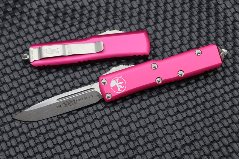 Microtech UTX-85 Single Edge Stonewash Standard & Pink 231-10PK