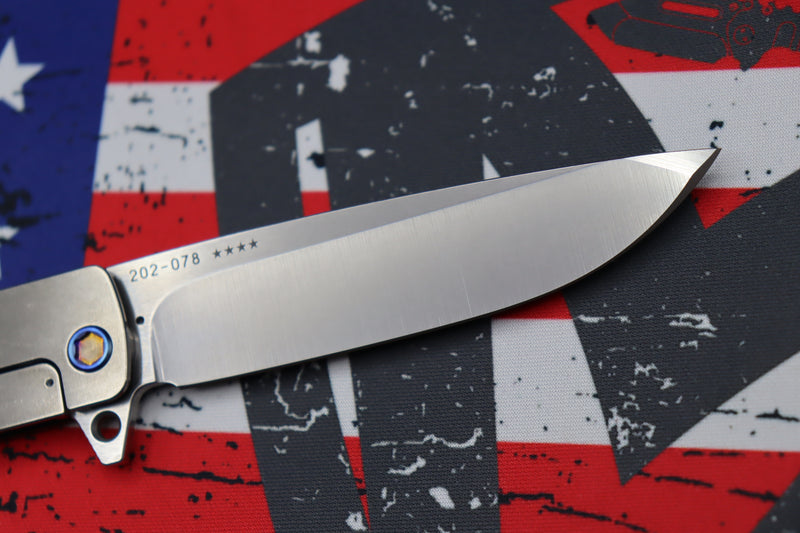 Medford M-48 Green Aluminum Handle w/ Tumbled Spring & Flamed Hardware/Clip & S35VN Tumbled Blade