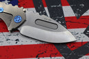 Medford Praetorian Genesis T S35 Tumbled Drop Point & Tumbled Handles w/ Blue Hardware/Clip