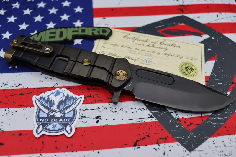 Medford Knife Fighter Flipper USMC PVD & Bronze Hardware with PVD CPM-S35 107-261
