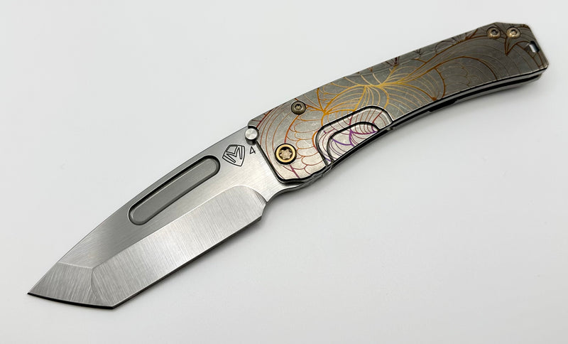 Medford Knife Slim Midi Tumbled Tanto S45 & Tumbled Art Nouveau Handles w/ Bronze Hardware/Clip