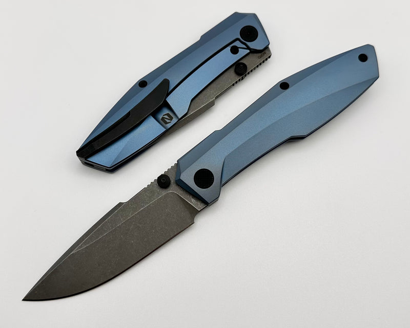 Null Knives Raiden Blue Anodized & Acid Washed M390 One Per Household